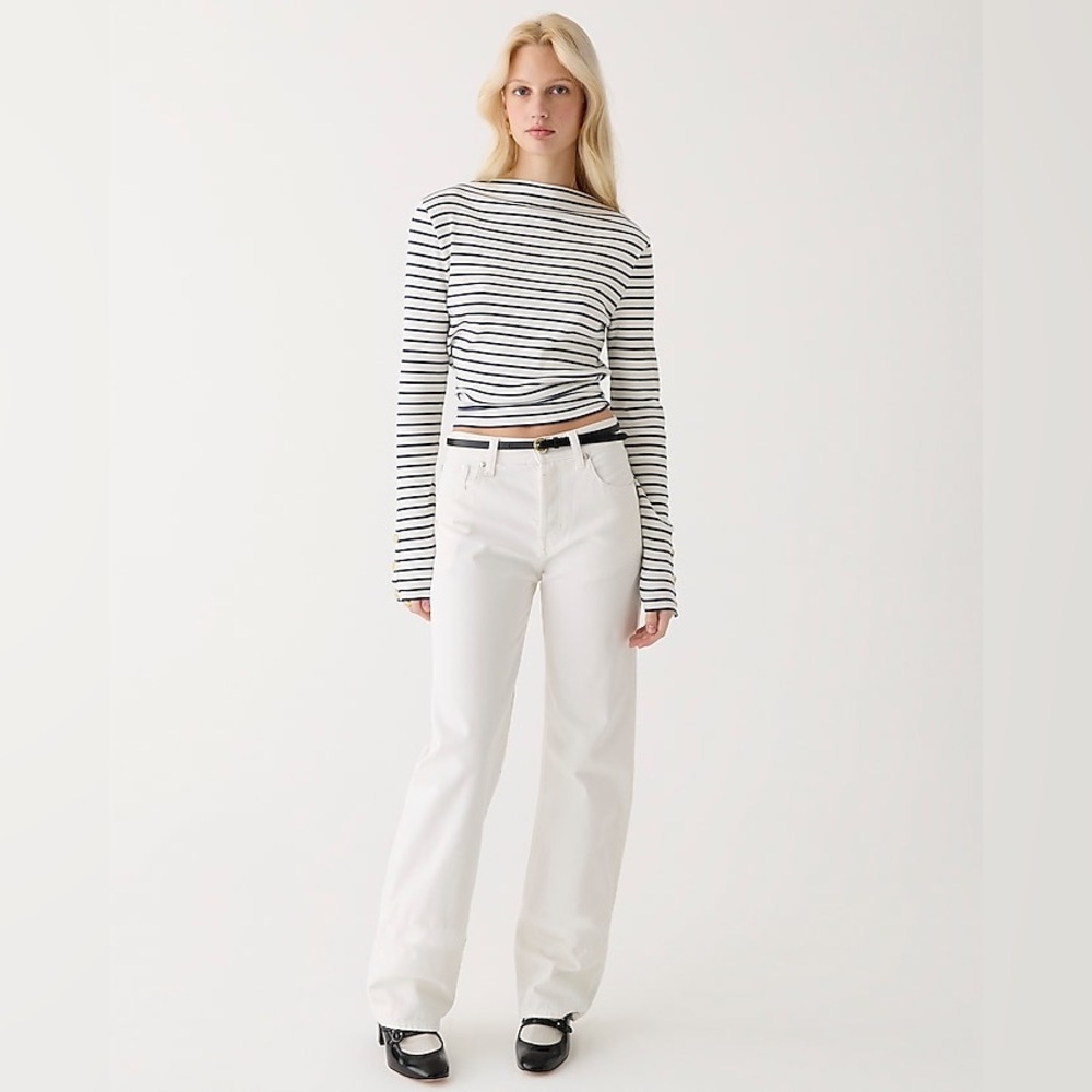 J. Crew Vintage rib split-neck T-shirt with buttons in stripe small